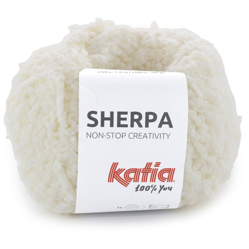 Laine sherpa  katia -  col 111  ecru , laine fourrure mouton