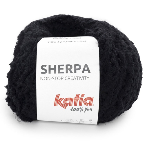 Laine sherpa  katia -  col 106 noir , laine fourrure mouton