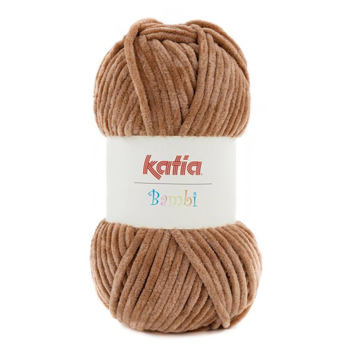 Fil chenille velours bambi by katia, coloris 330 marron caramel