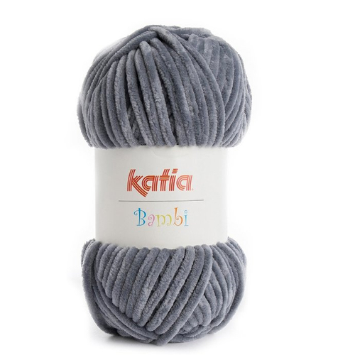 Fil chenille velours bambi by katia, coloris 314 gris