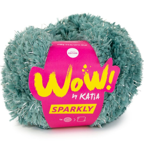 Katia wow sparkly, col 105 bleu d'eau argent