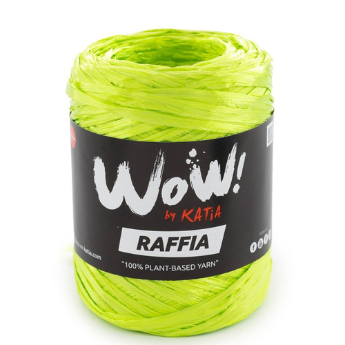 Fil de raphia de viscose 50g - col 68 vert pistache  , raffia  wow !  katia de celullose végétale