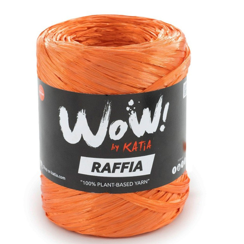 Fil de raphia de viscose 50g - col 67 orange vif  , raffia  wow !  katia de celullose végétale