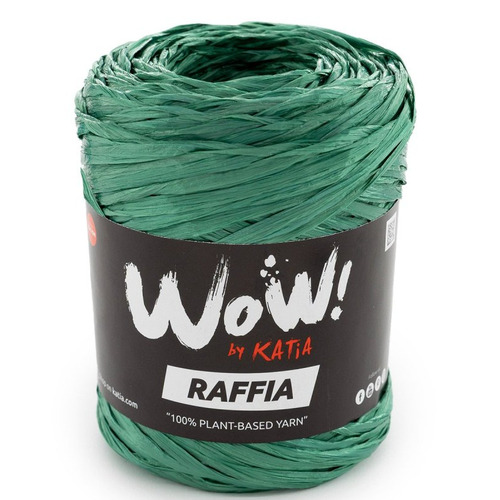 Fil de raphia de viscose 50g - col 69 vert sapin  , raffia  wow !  katia de celullose végétale