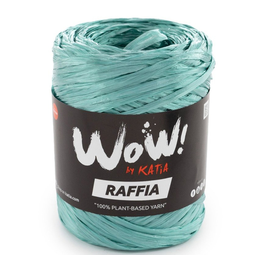 Fil de raphia de viscose 50g - col 72 bleu vert   , raffia  wow !  katia de celullose végétale