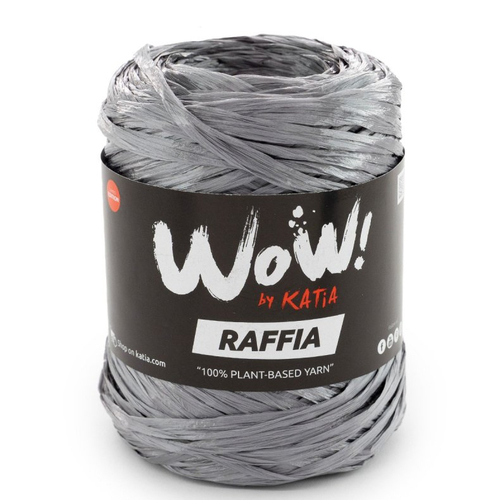 Fil de raphia de viscose 50g - col 61 gris foncé   , raffia  wow !  katia de celullose végétale