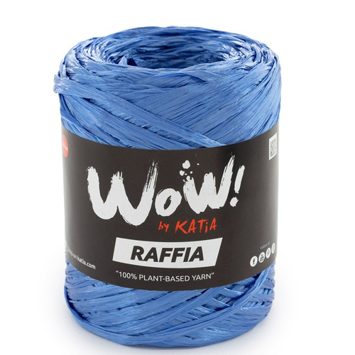 Fil de raphia de viscose 50g - col 74 bleu    , raffia  wow !  katia de celullose végétale