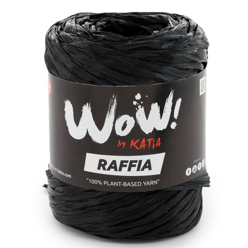 Fil de raphia de viscose 50g - col 62 noir     , raffia  wow !  katia de celullose végétale