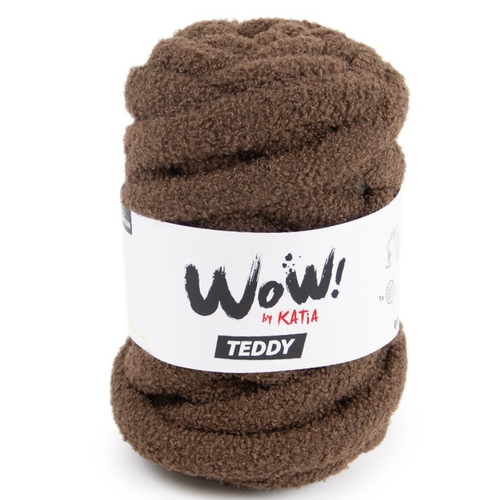 Wow  teddy  - col 100 marron vison  - fil xxl pour tricoter sans aiguilles wow teddy- fils katia