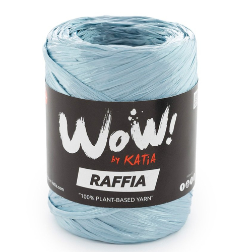 Fil de raphia de viscose 50g - col 71 gris bleu    , raffia  wow !  katia de celullose végétale
