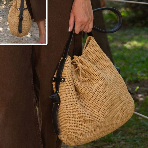 Modèle de sac seau en rafia adriafil