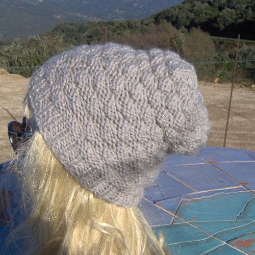 Bonnet d'hiver, tricoté en laine beige gris