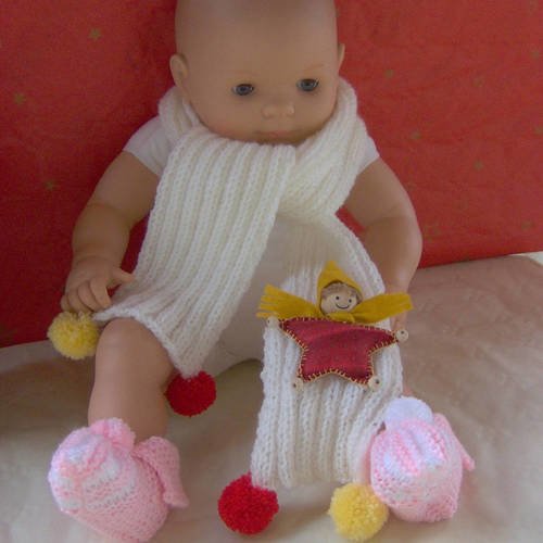 Echarpe bebe ecrue 0 à 2 ans tricotée main