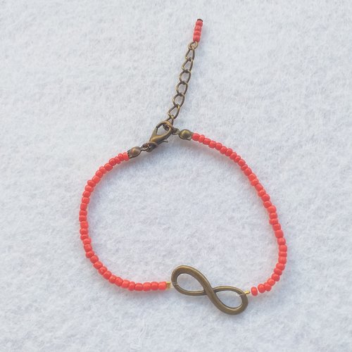 Bracelet infini bronze en perles de rocailles rouges, chaîne d'extension pour femmes, jeunes filles.