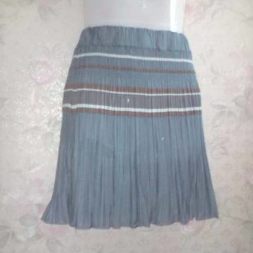 Mini jupe en voile de coton plissé bleu