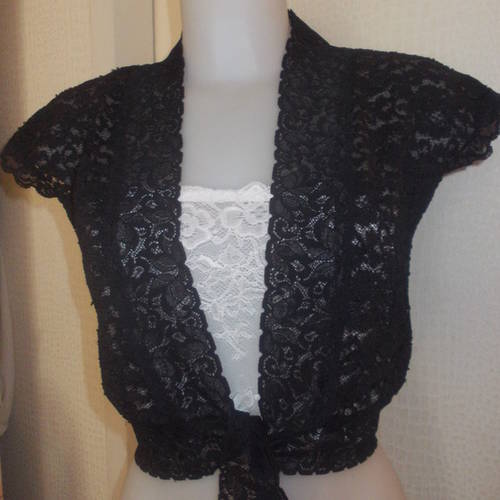 Boléro noir en peau de pêche - 38 - Femme - Label Emmaüs