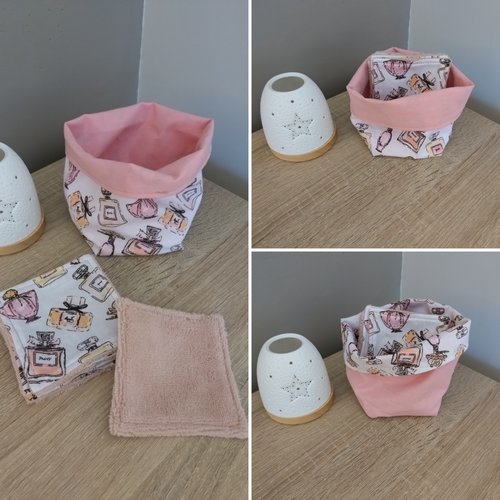 Lingettes lavables et leur panier