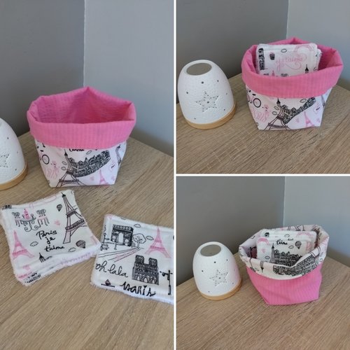 Lingettes lavables et leur panier