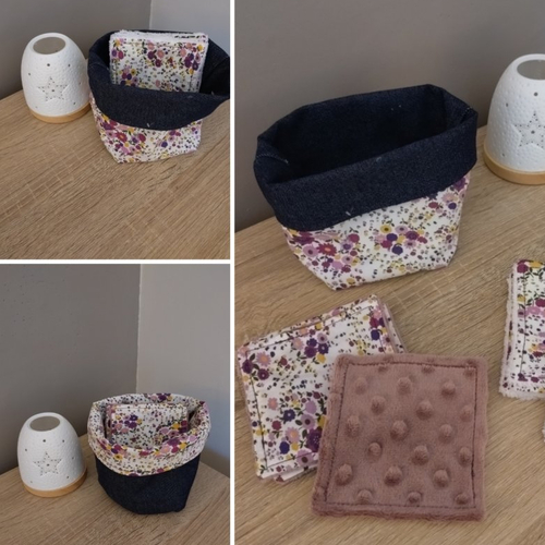 Lingettes lavables et leur panier