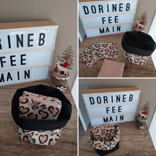 Lingettes lavables et leur panier