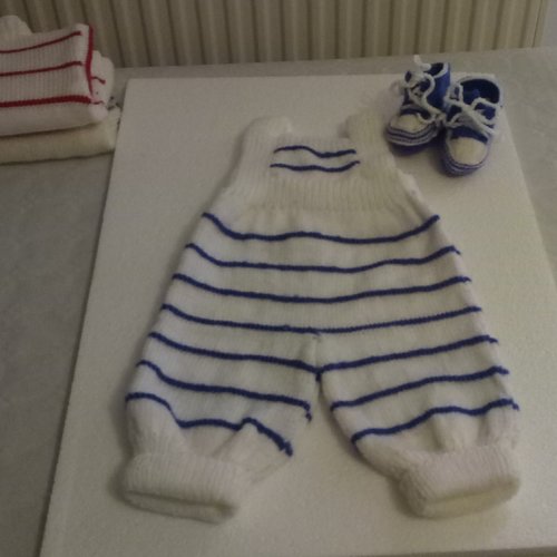 Salopette Style Marin En Laine Pour Bebe 3 6 Mois Un Grand Marche