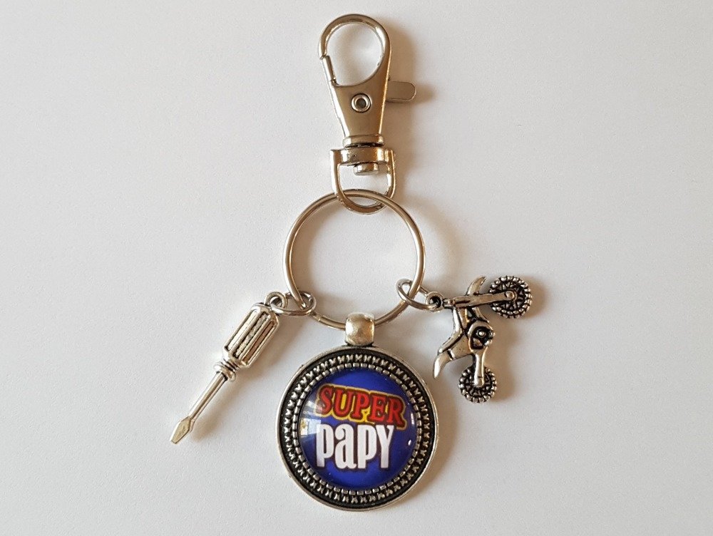 Porte Clef Super Papy Moto Cross Outil Tournevis Idee Cadeau Grand Pere Anniversaire Fete Des Papys Un Grand Marche