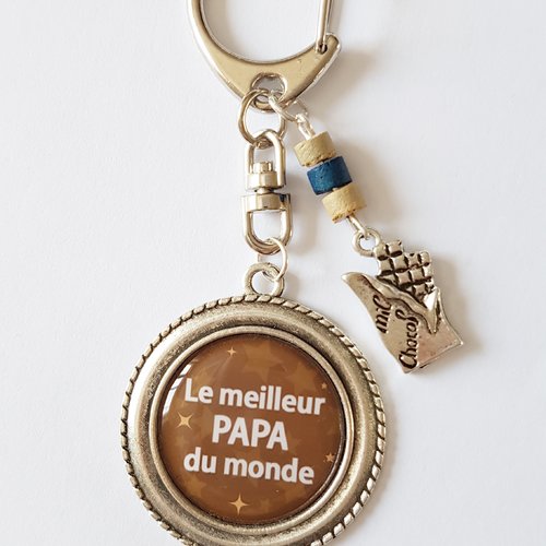 Porte-clef le meilleur papa du monde chocolat gourmand idée cadeau papa anniversaire fête des pères 