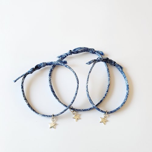 Trio mere / fille bracelets liberty bleu étoile - adaptable idée cadeau fête des mères anniversaire maman enfant
