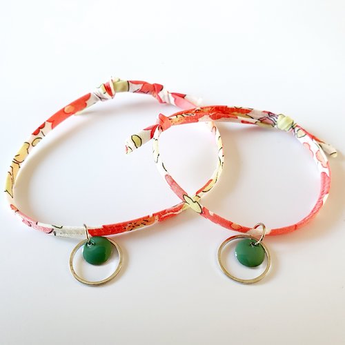 Duo mere / fille bracelets liberty rouge vert - adaptable idée cadeau fête des mères anniversaire maman enfant