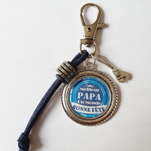 Porte clés cuir Motard - Papa - Qualité +++ Angora