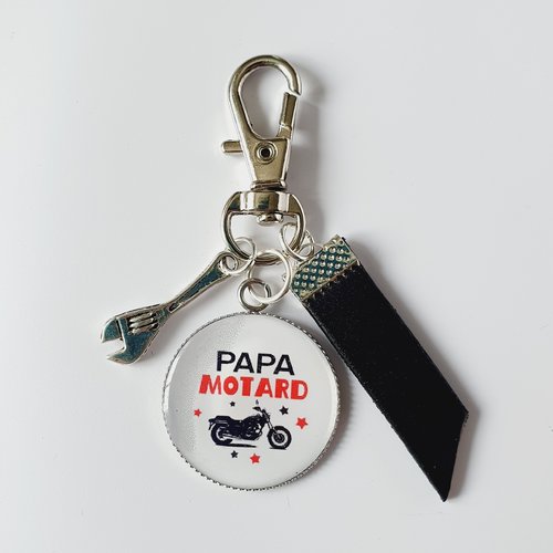 Porte clef papa motard moto cuir outil idée cadeau papa anniversaire fête des pères