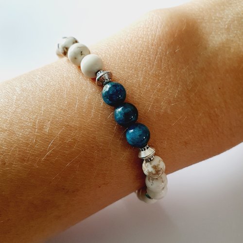 Bracelet femme allié pour la "perte de poids" perles naturelles howlite, apatite, cristal de roche