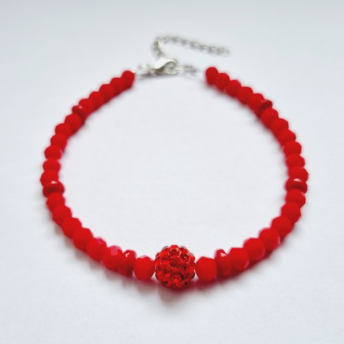 Bracelet de cheville rouge brillant perles strass chevilliere idee cadeau anniversaire fête des mères femme