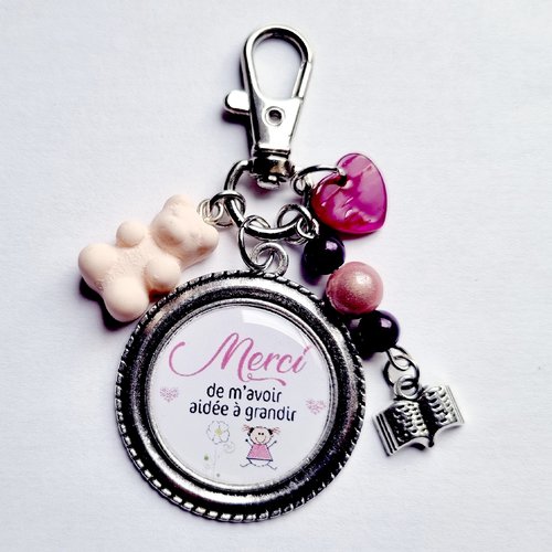 Porte clefs merci de m'avoir aidé à grandir crèche bébé nounou enfant atsem animatrice remerciements