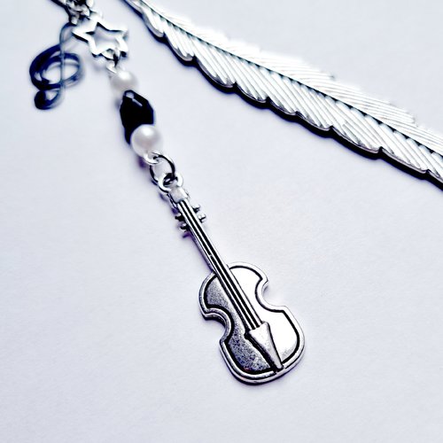 Marque-page violon portée notes étoile plumes idée cadeau musicienne musique instrument