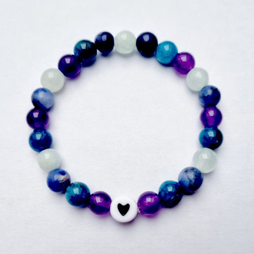 Bracelet enfant améthyste apatite bleue sodalite jade pierres naturelles coeur
