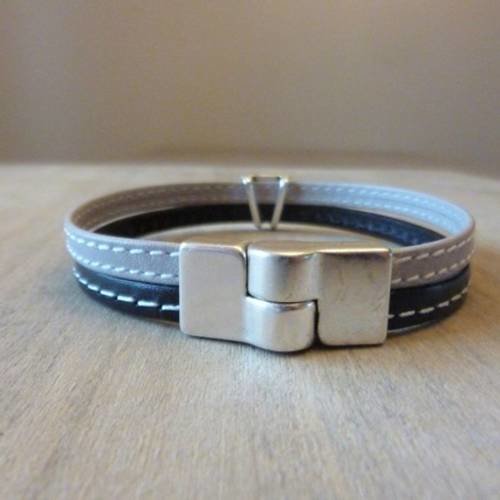 NEUF bracelet montre cuir 20mm bleu marine à coutures blanches boucle