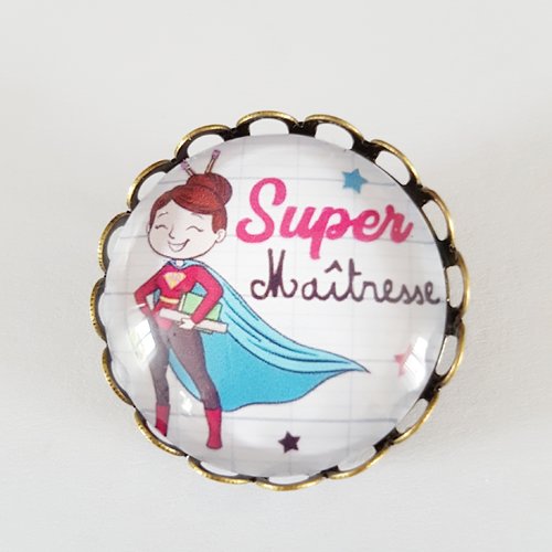 Broche maitresse cabochon idée cadeau fin d'année scolaire remerciements 
