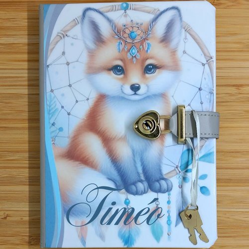 Journal intime - personnalisable enfant- motif renard