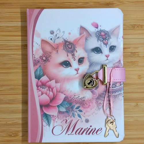 Journal intime personnalisable enfant - motif chat