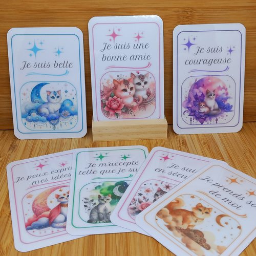 Cartes d'affirmations positives pour filles - thème chat