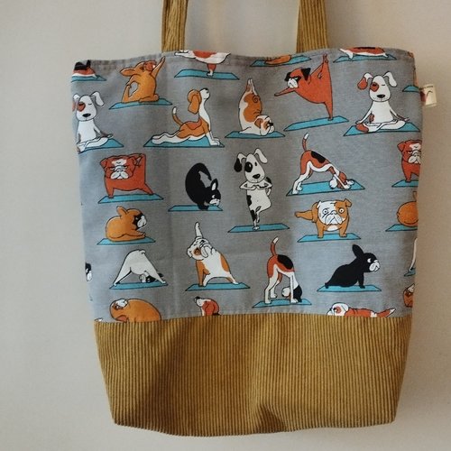 Tote bag, sac velours et tissu
