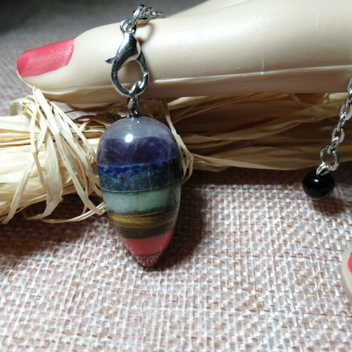 JSDDE Pendentif en Pierre Conique Pyramide Bijoux Ronde Pendule Divinatoire Fantaisie Gu/érison