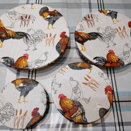 Couvercle alimentaire poules/coq x4