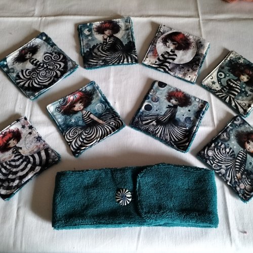 8 lingettes bambou motif fillette