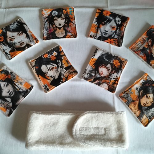 8 lingettes bambou motif manga