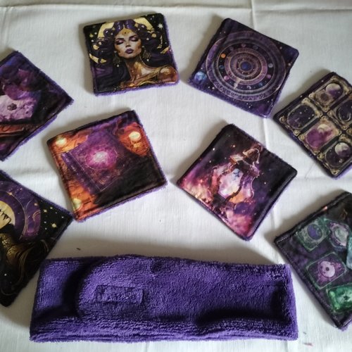 8 lingettes bambou motif astrologie