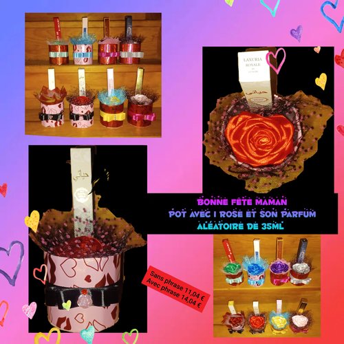 Pot avec rose rouge parfum