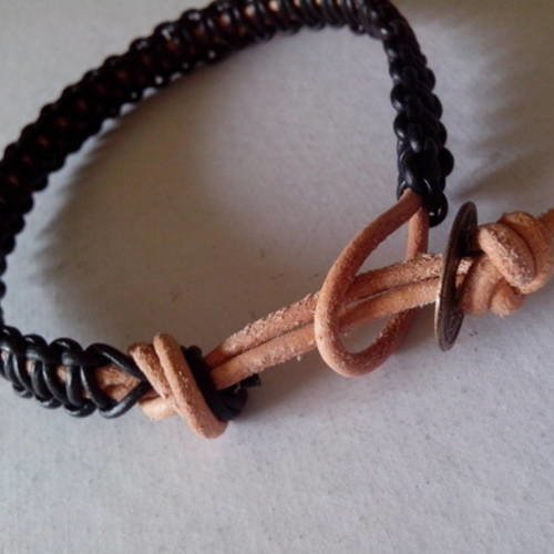 Kana 4 - bracelet cuir et tressage cuir