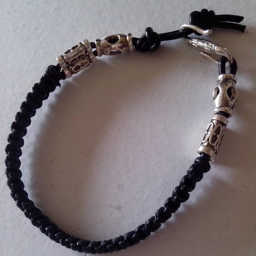 Kana 8 - bracelet cuir et coton enduit
